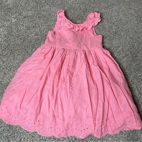 TAHARI Girls 7 Pink Eyelet Lace Sleeveless Fit & Flare Dress Ruffle. - Picture 1 of 5